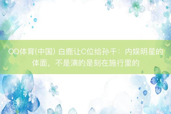 OD体育(中国) 白鹿让C位给孙千:内娱明星的体面,不是演的是刻在施行里的