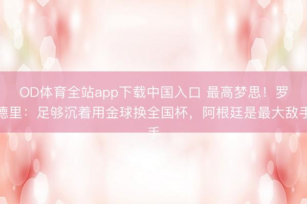 OD体育全站app下载中国入口 最高梦思！罗德里：足够沉着用金球换全国杯，阿根廷是最大敌手