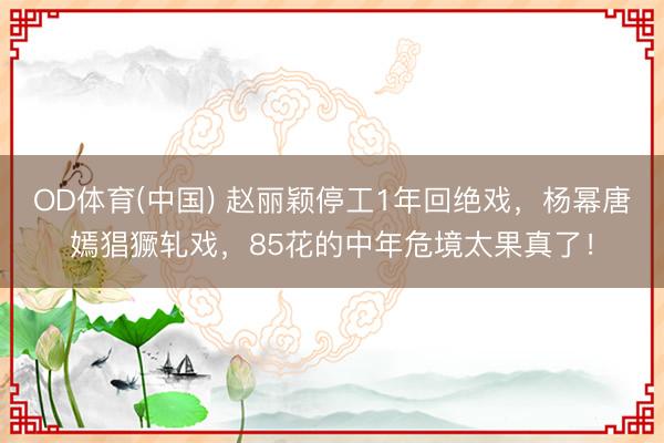 OD体育(中国) 赵丽颖停工1年回绝戏，杨幂唐嫣猖獗轧戏，85花的中年危境太果真了！