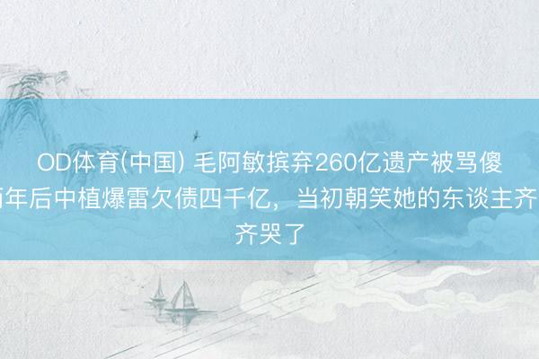 OD体育(中国) 毛阿敏摈弃260亿遗产被骂傻，两年后中植爆雷欠债四千亿，当初朝笑她的东谈主齐哭了