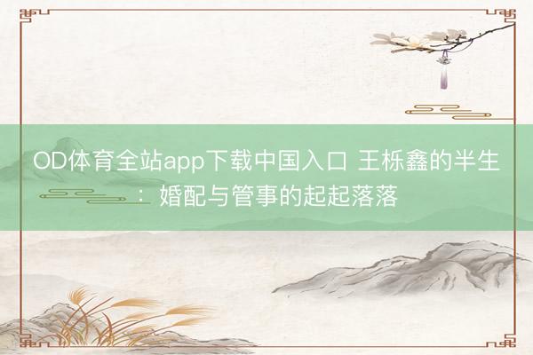 OD体育全站app下载中国入口 王栎鑫的半生：婚配与管事的起起落落
