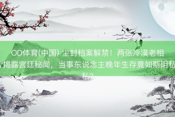 OD体育(中国) 尘封档案解禁！两张冷漠老相片揭露宫廷秘闻，当事东说念主晚年生存竟如斯阴私？