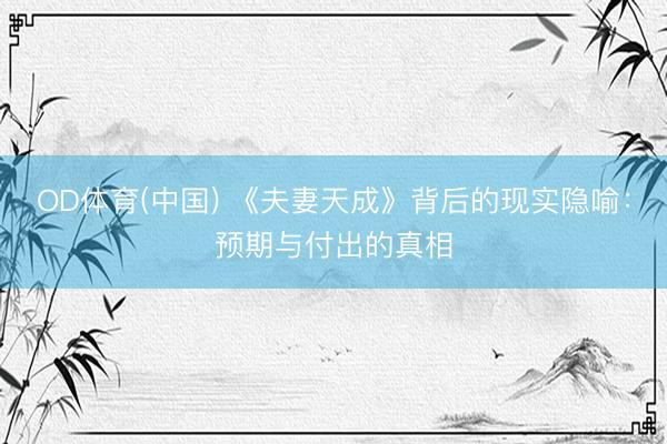 OD体育(中国) 《夫妻天成》背后的现实隐喻：预期与付出的真相