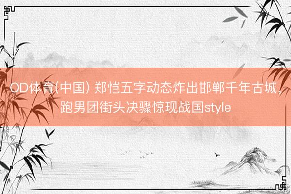 OD体育(中国) 郑恺五字动态炸出邯郸千年古城，跑男团街头决骤惊现战国style