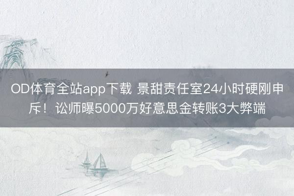 OD体育全站app下载 景甜责任室24小时硬刚申斥！讼师曝5000万好意思金转账3大弊端