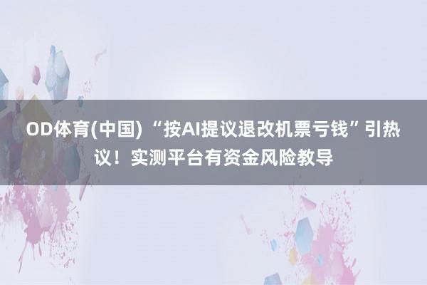 OD体育(中国) “按AI提议退改机票亏钱”引热议！实测平台有资金风险教导