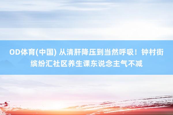 OD体育(中国) 从清肝降压到当然呼吸！钟村街缤纷汇社区养生课东说念主气不减