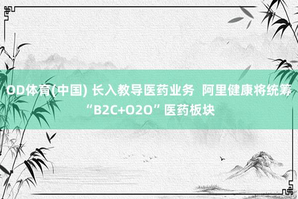 OD体育(中国) 长入教导医药业务  阿里健康将统筹“B2C+O2O”医药板块