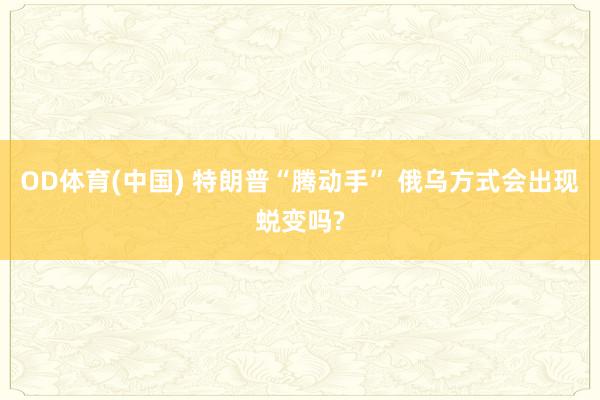 OD体育(中国) 特朗普“腾动手” 俄乌方式会出现蜕变吗?
